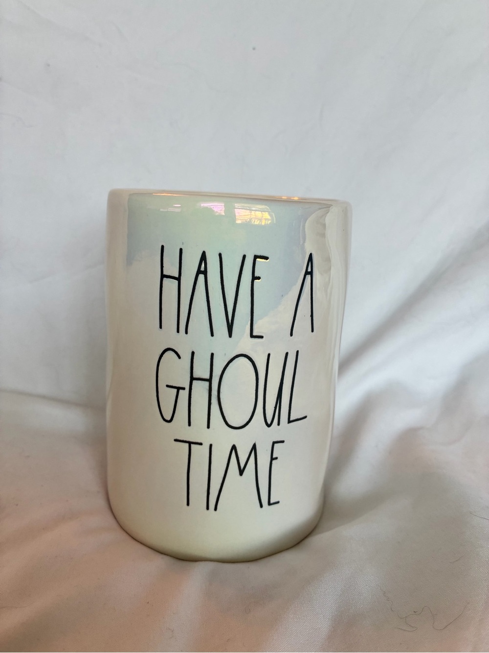 Rae Dunn Toasted Marshmallow Iridescent White Ceramic candle
